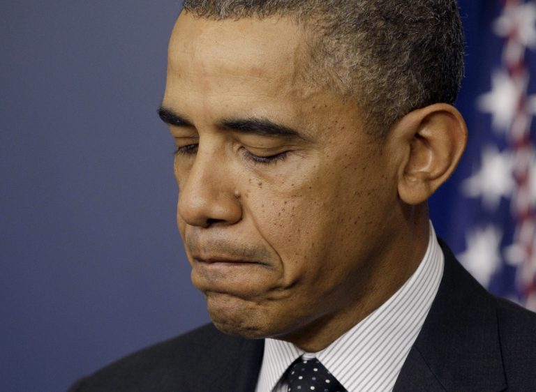 President Obama pauses while speaking in the James Brady Press Briefing Room of the White House in Washington on Thursday. (AP Photo/Carolyn Kaster)