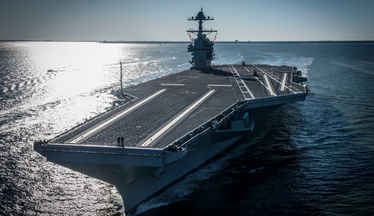 The ship was built by Newport News Shipbuilding, a division of Huntington Ingalls Industries, which calls the Ford the 