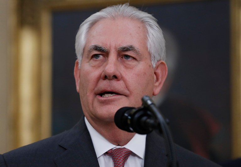 Rex Tillerson speaks during a ceremony in the Oval Office of the White House in Washington, Wednesday, Feb. 1, 2017, where he is sworn in as Secretary of State. (AP Photo/Carolyn Kaster)