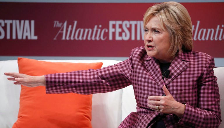 Hillary Clinton attends the premiere of "Hillary" at The Ray Theater during the 2020 Sundance Film Festival on Saturday, Jan. 25, 2020, in Park City, Utah. 