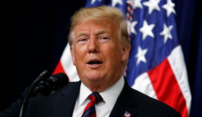 President Donald Trump speaks during the "White House State Leadership Day Conference for Alaska, California, and Hawaii," Tuesday, Oct. 23, 2018, in Washington.