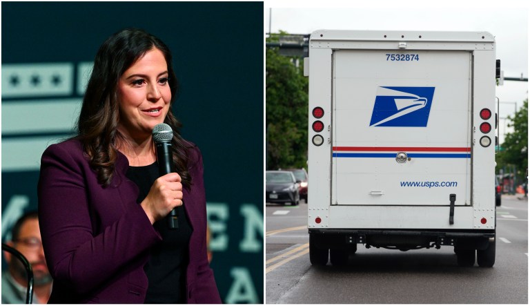 Elise Stefanik and a USPS truck