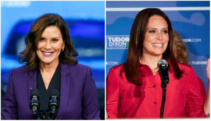 Gov. Gretchen Whitmer (D) and Republican challenger Tudor Dixon