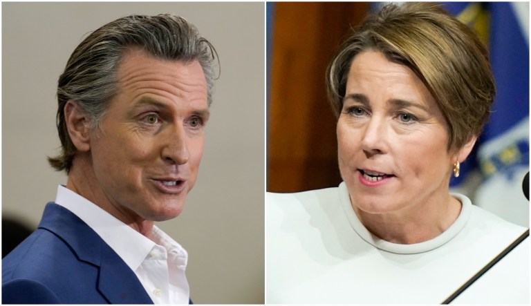 Govs. Gavin Newsom (D-CA) and Maura Healey (D-MA)