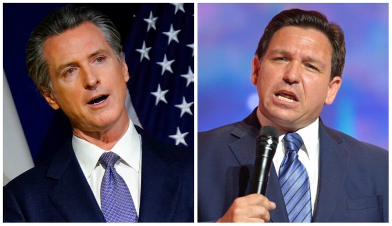 Gavin Newsom and Ron DeSantis.