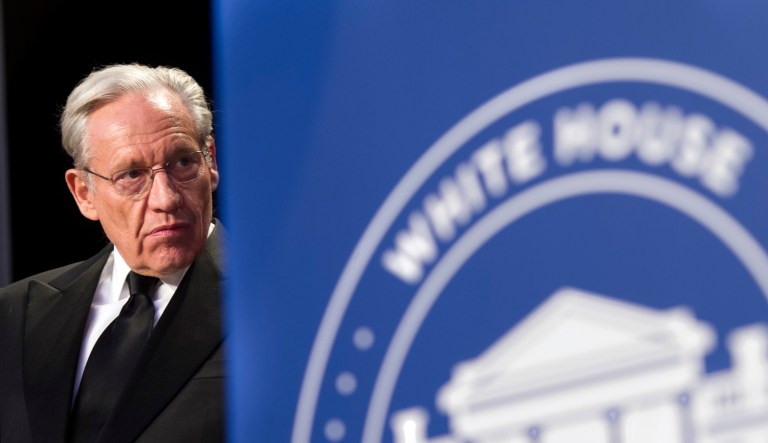 Journalist Bob Woodward sits at the head table during the White House Correspondents' Association dinner in Washington on April 29, 2017.
