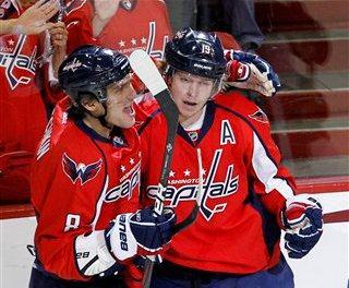 Alex Ovechkin and Nicklas Backstrom each scored a goal during the Capitals'4-1 victory over Nashville on Tuesday night.