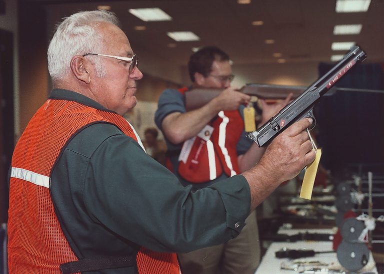A National Rifle Association employee mistakenly shot himself in the foot. (AP Photo/Debra Reid, File)