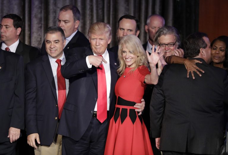 President-elect Donald Trump and campaign manager will go down in history as the first woman to ever manage a successful presidential campaign. (AP Photo/John Locher)