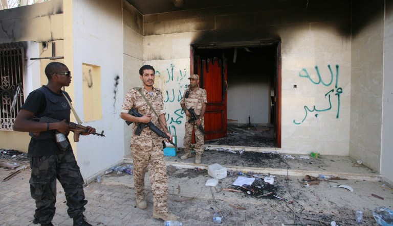 The Benghazi attack began at a State Department consulate, before a second onslaught at a CIA annex nearby. The assault led to the deaths of U.S. Ambassador to Libya Chris Stevens, foreign service officer Sean Smith, and CIA contractors Glen Doherty and Tyrone Woods. (AP Photo/Mohammad Hannon, File)