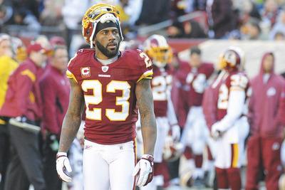 Rich Lipski/AP
Redskins defensive back DeAngelo Hall received two penalties on the same play during Sunday's loss to New England.