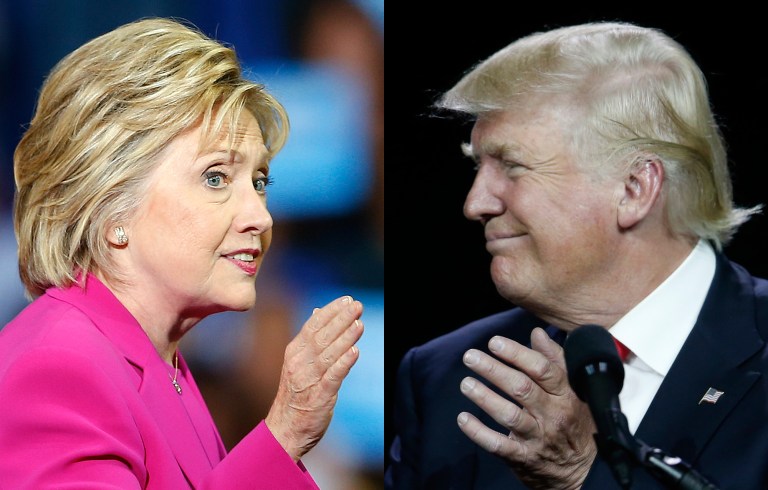 A new poll shows Donald Trump now has a lead over rival Hillary Clinton. (AP Photos)