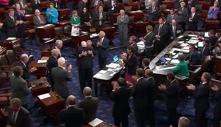 Sen. John McCain, R-Ariz., received a standing ovation on Tuesday upon his return to the Senate chamber. (C-SPAN2 via AP)