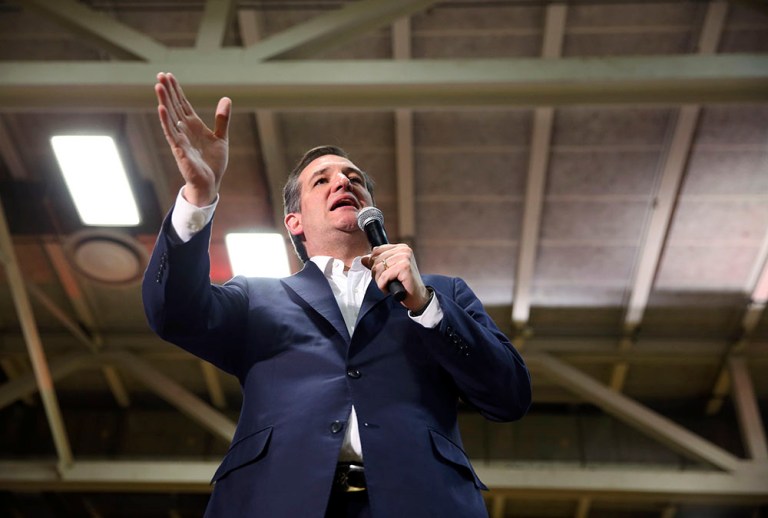 Sen. Ted Cruz struck a renewed tone of seriousness while debuting a new campaign line in a speech Tuesday night. 