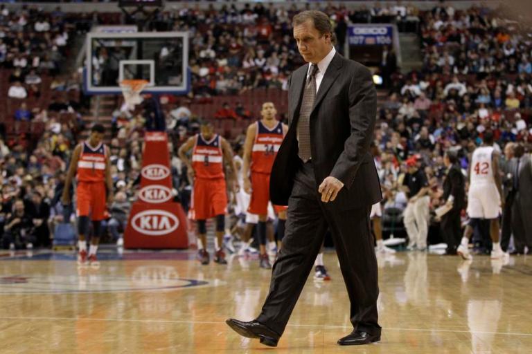 Washington Wizards head coach Flip Saunders is seen during a game against the Philadelphia 76ers on Friday, Jan. 13, in Philadelphia. (AP Photo/Matt Slocum)