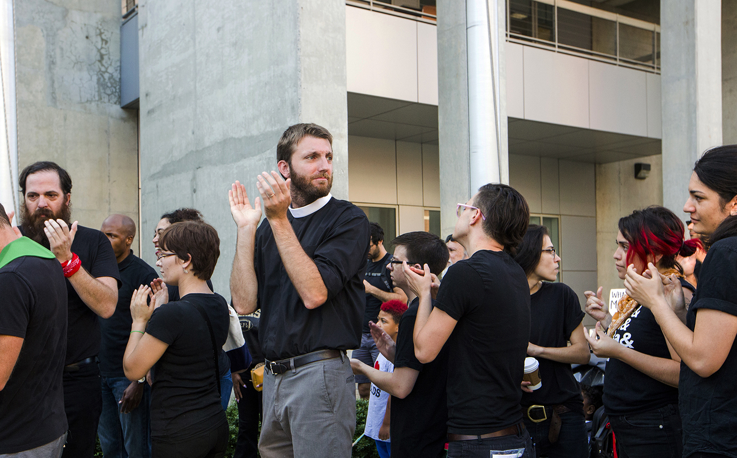 Protesters attempt to symbolically surrender to authorities in solidarity with Durham statue toppling
