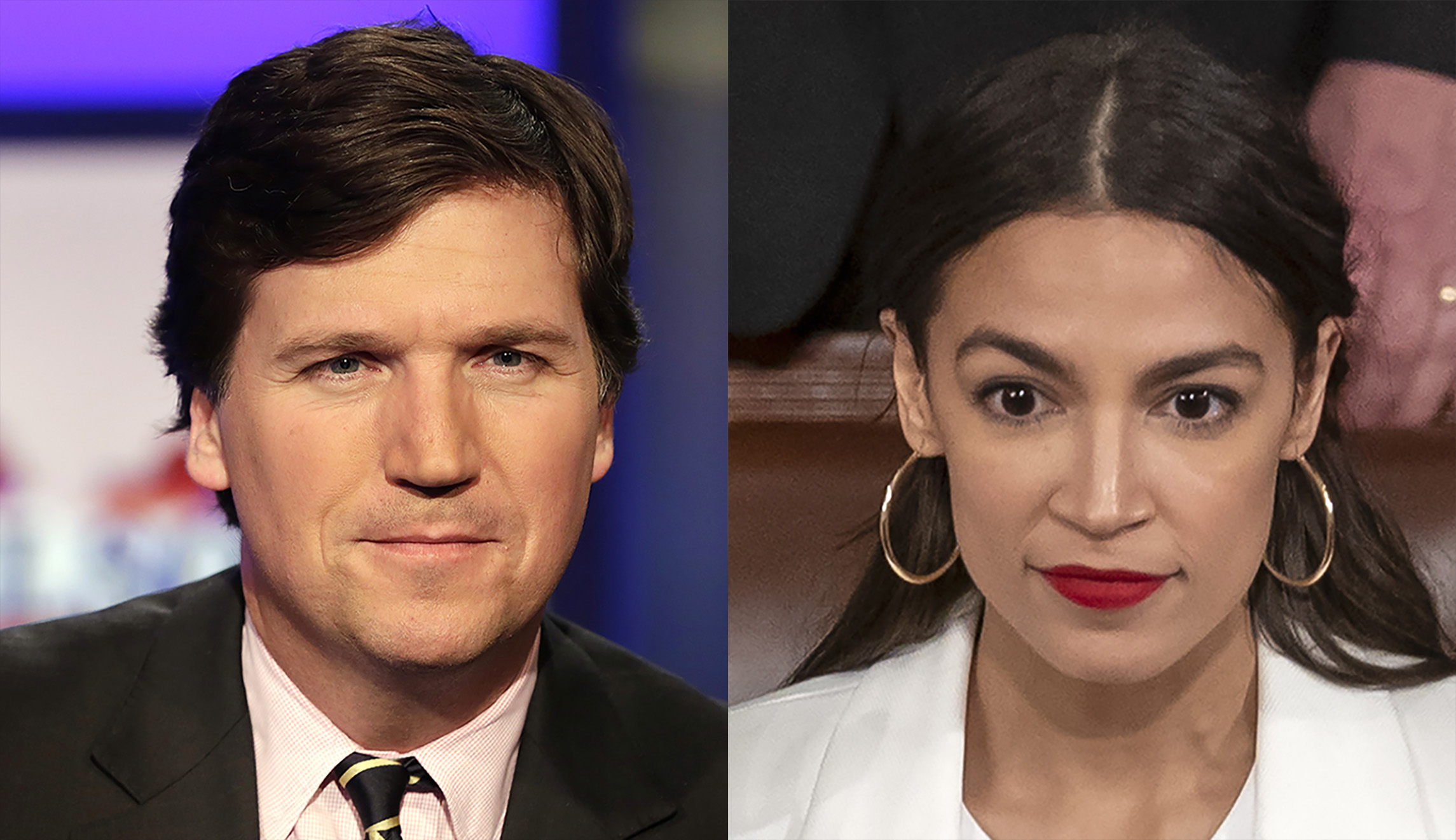 Tucker Carlson and Alexandria Ocasio-Cortez