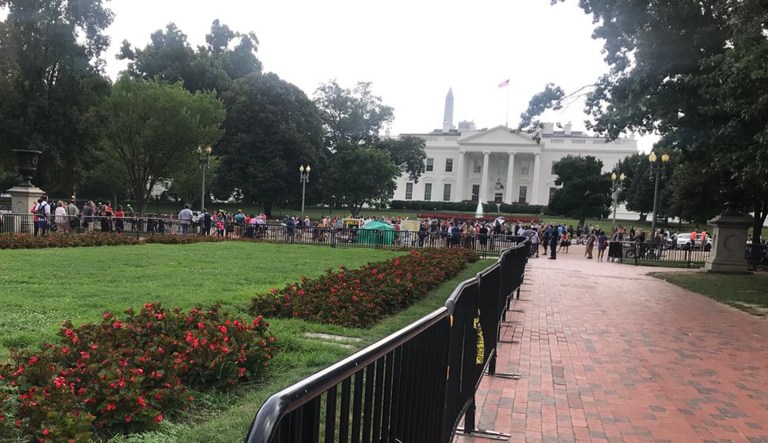 Counterprotesters gather in Lafayette Square near the White House one day before a white nationalist rally in D.C.