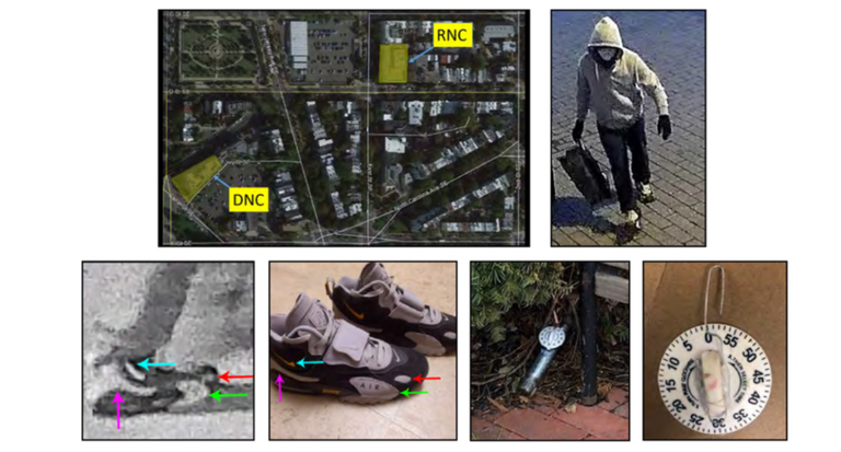 Images from FBI poster seeking information on pipe bombs planted in Washington, D.C.
