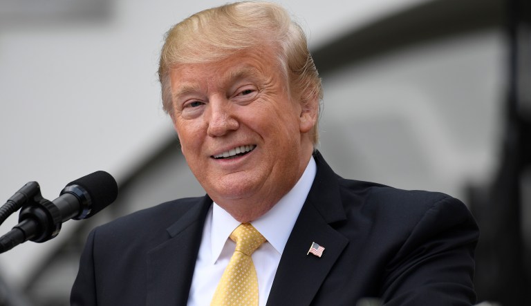 President Donald Trump speaks on the South Lawn of the White House in Washington, Tuesday, April 30, 2019. 