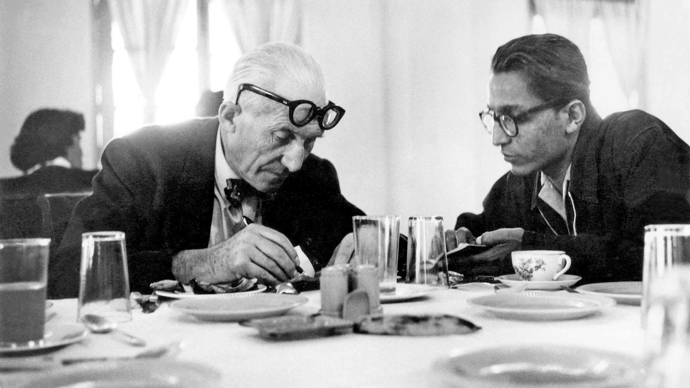 Doshi (right) worked with Le Corbusier on the massive Chandigarh project.