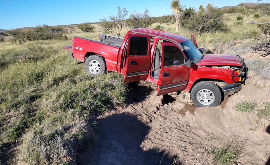 A pick-up truck that was allegedly transporting 10 illegal immigrants crashed in a ditch near Russell Johnson's home.