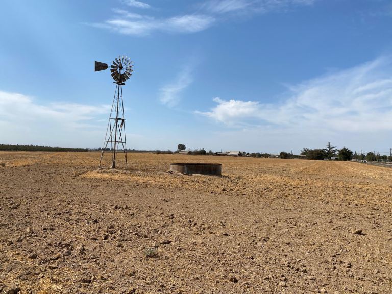 A drought-devastated farm with no crops in California. 