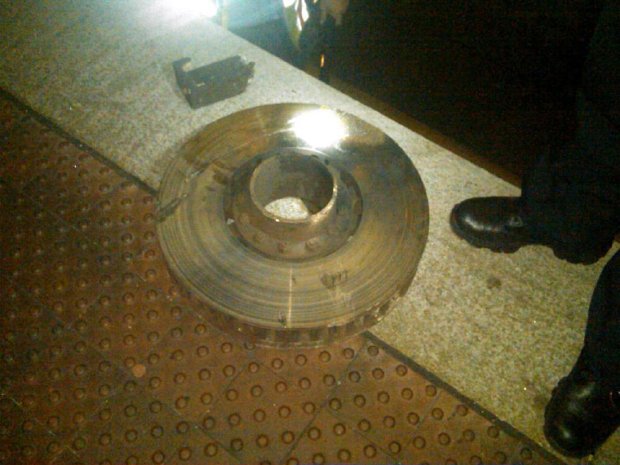 This friction ring fell from a railcar in December 2011.