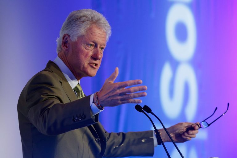 OXFORD, ENGLAND - JULY 13:  Former President Bill Clinton, Founder of the William J.Clinton Foundation & 42nd President of the United States delivers his keynote address at the ReSource 2012 conference on July 13, 2012 in Oxford, England. The ReSource 2012 conference is a 2 day ground-breaking forum on resource scarcity and volatility, dedicated to engaging the financial and business community on the issues of food, water, energy supply and global growth.  (Photo by Matthew Lloyd/Getty Images for ReSource 2012)
