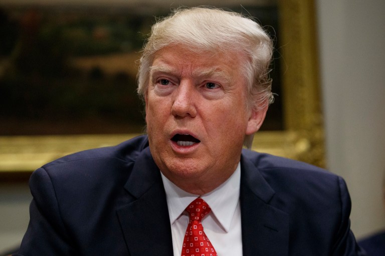 Liberal groups sued President Trump on Wednesday over his 