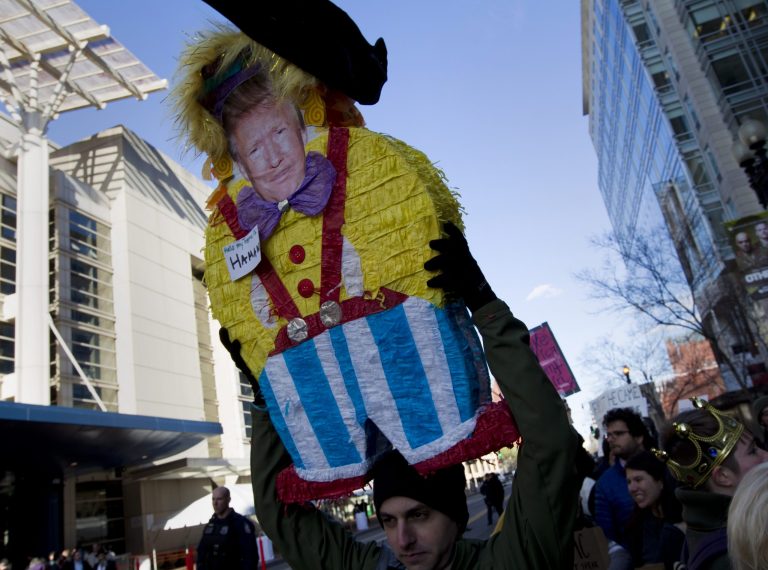 A six-foot effigy of Trump, in a blue suit and his signature red tie, will be among those torched. ( AP Photo/Jose Luis Magana)
