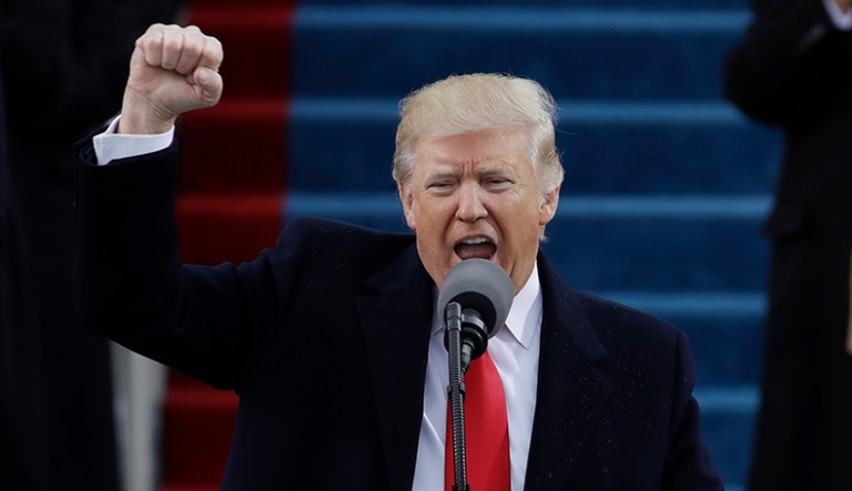 President Trump said Wednesday that he would grade his administration's performance during the first 100 days as an 