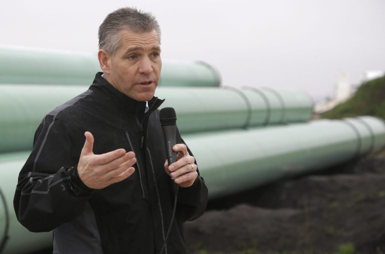 CEO RussÂ Girling left open the possibility of TransCanada applying for a permit under a different administration. (AP Photo/Pat Sullivan)