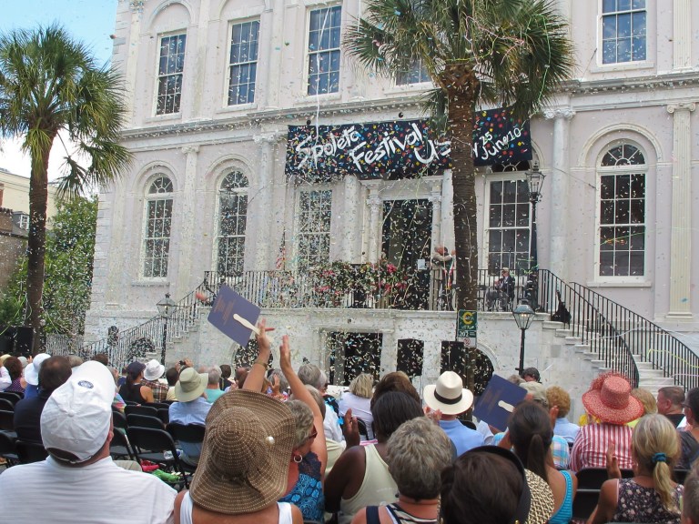   FILE - In this Friday, May 25, 2012 photo, confetti rains down on the crowd during the opening ceremonies of the Spoleto Festival USA in Charleston, S.C. On Sunday, Dec. 9, 2012, the festival announced its lineup for the upcoming 2013 season. (AP Photo/Bruce Smith)  