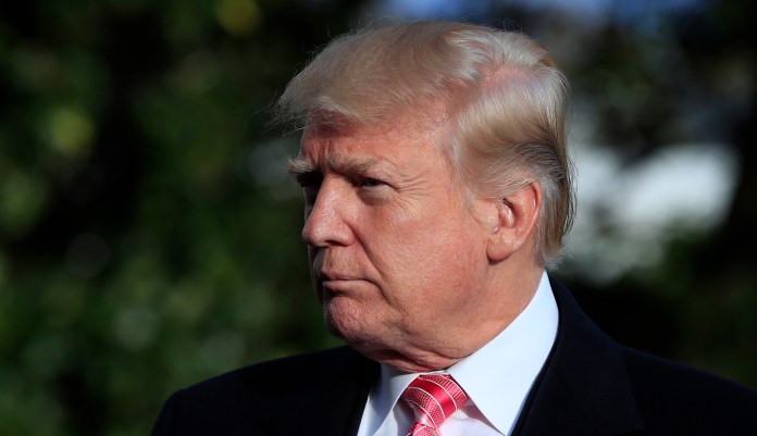 After reporters asked Trump his position on Moore Tuesday, he said: "We don't need a liberal Democrat in that seat." (AP Photo/Manuel Balce Ceneta)