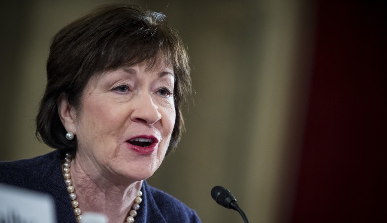 The national ad calls on the Maine Republican's constituents to demand she work to remove a repeal of Obamacare's individual mandate from the tax bill. (Pete Marovich/Bloomberg)