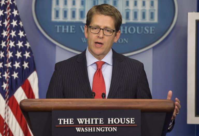 White House press secretary Jay Carney answered questions about Obamacare. (AP/Evan Vucci)