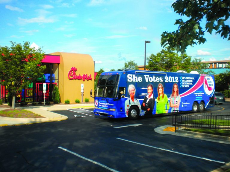 Concerned Women for America took their bus tour to a Chick-fil-A in Cary, N.C.