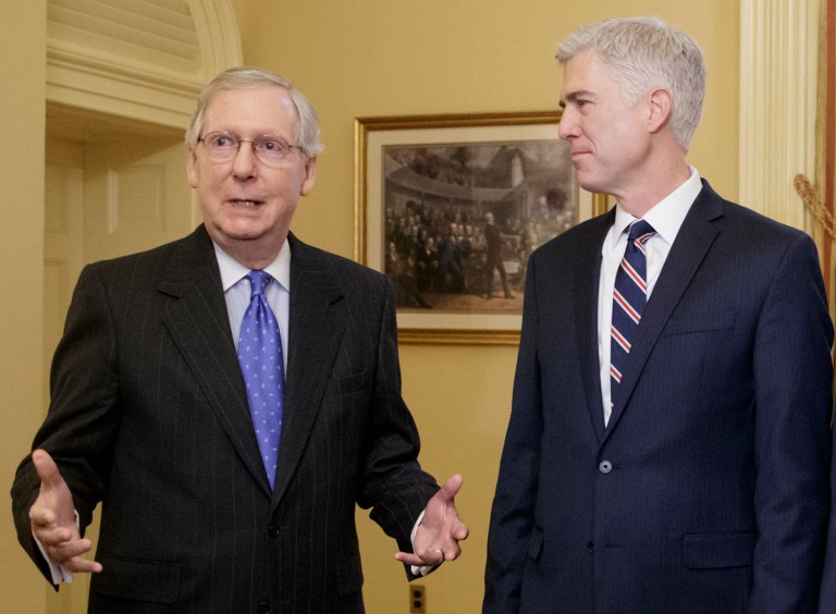 Senate Majority Leader Mitch McConnell said he planned to file cloture on the Neil Gorsuch nomination, setting in motion the formal procedure that Senate rules provide for breaking a filibuster. (AP Photo/J. Scott Applewhite)