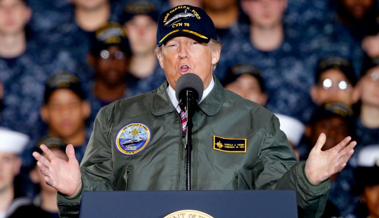 The Navy is sticking with the new electromagnetic system, which it spent years developing. (AP Photo/Steve Helber)