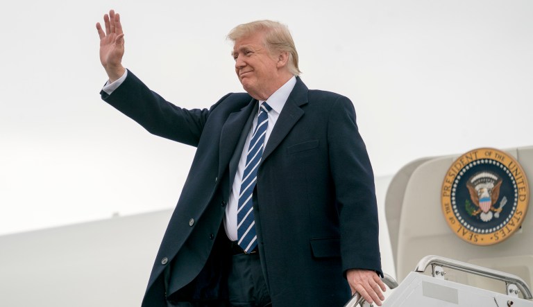 A recent SurveyMonkey poll says that the president's approval rating has increased to 44 percent. It also notes that 55 percent of Americans say they disapprove of the job Trump is doing as president, a decline from 58 percent. (AP Photo/Andrew Harnik)