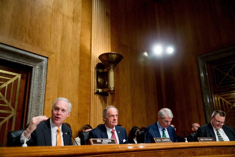 The ad claims GOP senators want Trump to be in charge of nominating the next Supreme Court justice. (AP Photo/Andrew Harnik)