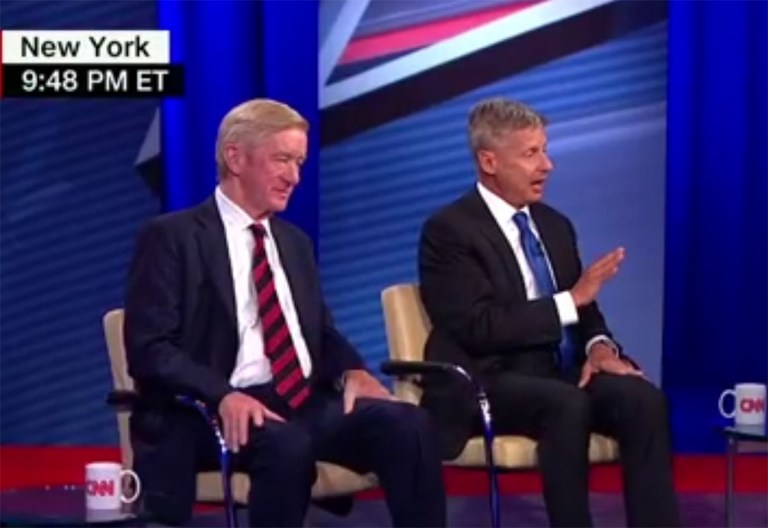 Former Governors Gary Johnson and William Weld weighed in on Donald Trump Wednesday night. (Screen shot)
