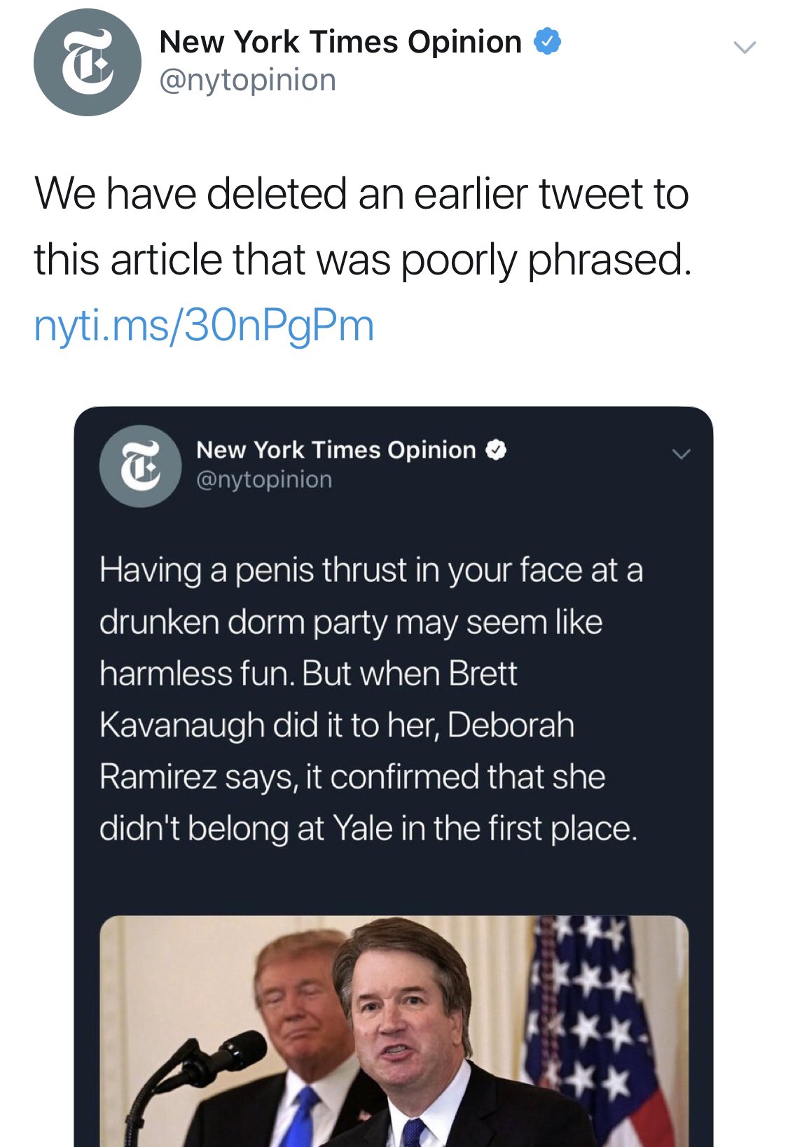 NYT deletes Kavanaugh tweet