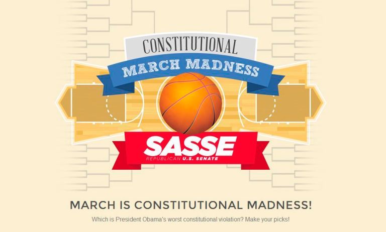Nebraska Senate candidate Ben Sasse is asking his fans to choose Obama's worst constitutional violation in his 