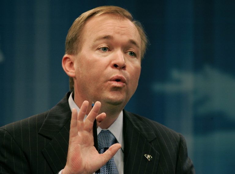 Republican candidate for the 5th District Congressional race Mick Mulvaney gestures during his debate with Congressman John Spratt Friday, Oct. 15, 2010, at ETV studio with moderator Mark Quinn in Columbia, S.C. (AP Photo/Mary Ann Chastain, Pool)