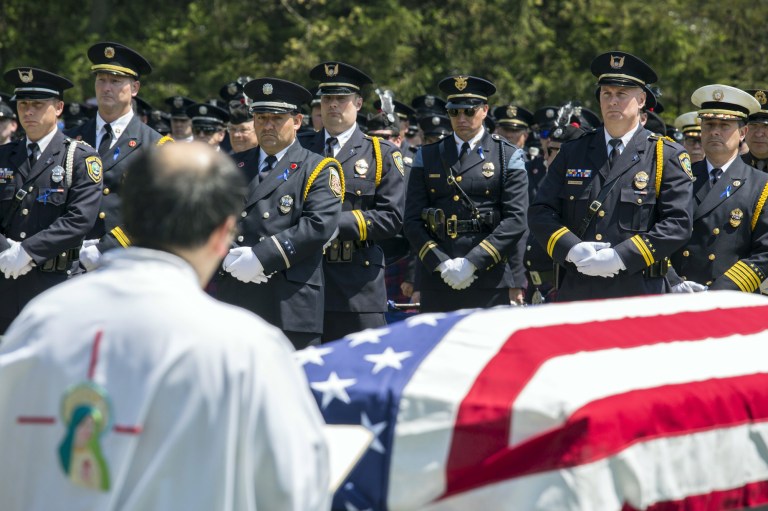 If enacted, the Thin Blue Line Act would change federal criminal law to trigger death penalty considerations for those who kill or attempt to kill a police officer, firefighter, or other first responder. (Youngrae Kim/MLive.com via AP)