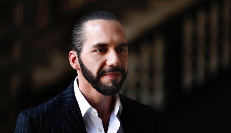 FILE - In this March 12, 2019 file photo, El Salvador's President-elect Nayib Bukele speaks to the press at Mexico's National Palace after meeting with the President Andres Manuel Lopez Obrador in Mexico City. Bukele has inaugurated on Friday, Sept. 6, an anti-corruption commission with support from the Organization of American States. The move comes just after a similar U.N.-backed commission was shut down in Guatemala. 