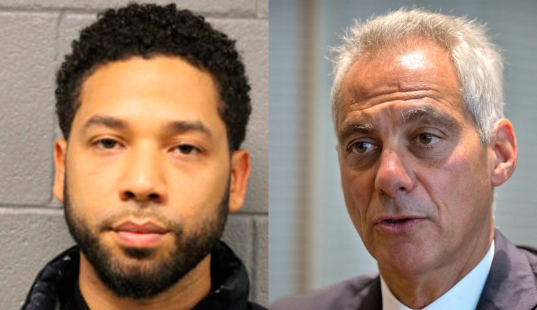 Pictured: Actor Jussie Smollett and Chicago Mayor Rahm Emanuel 