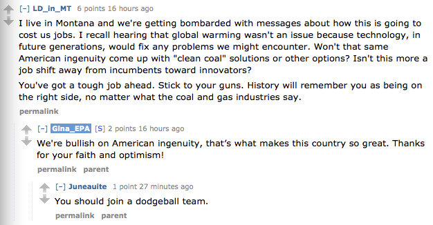 EPA administrator answers questions on reddit, has a bad time